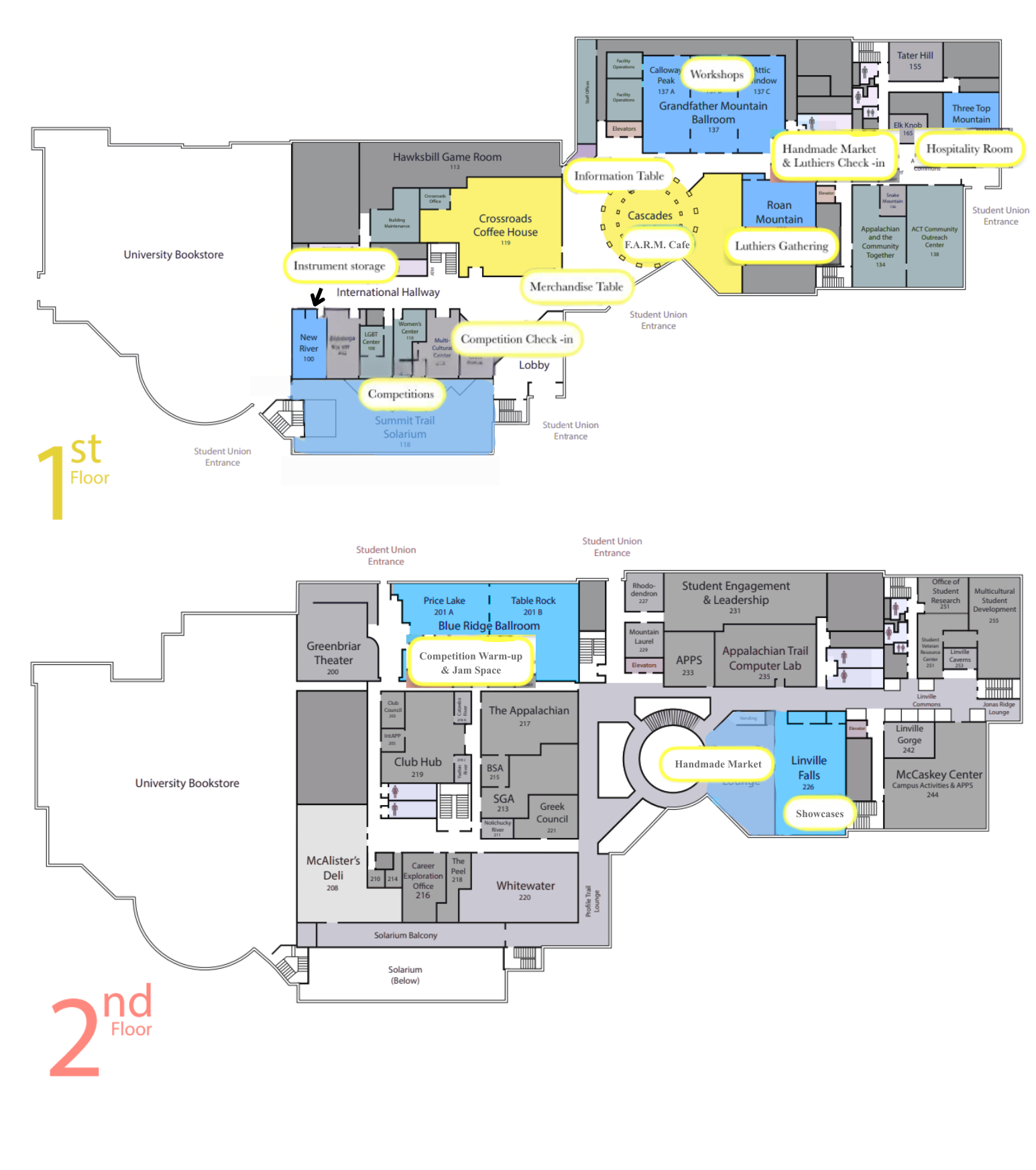 Map of the Plemmons Student Union
